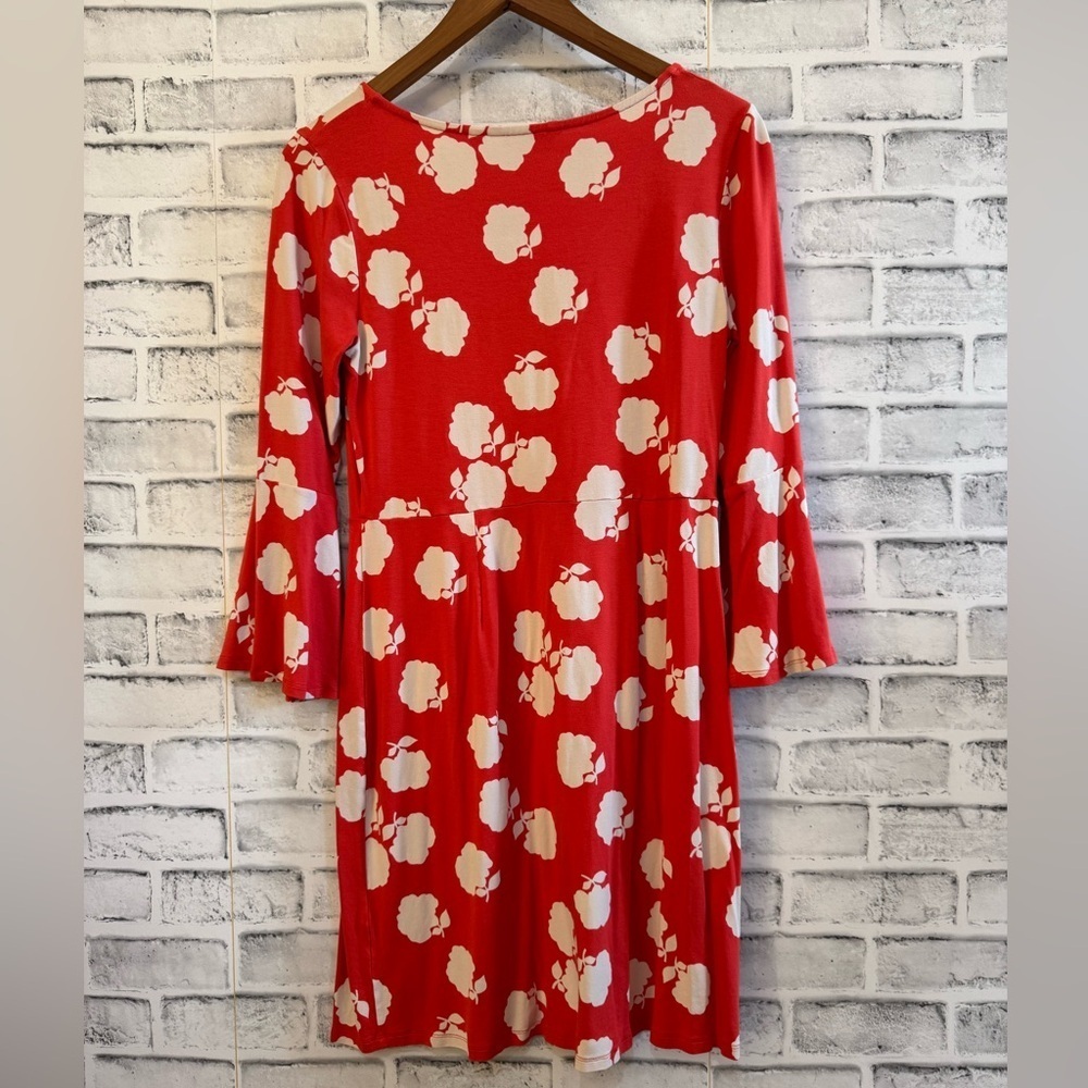 Women’s Boden Miriam Orange and white jersey mini dress with bell sleeves 8R - Picture 3 of 4